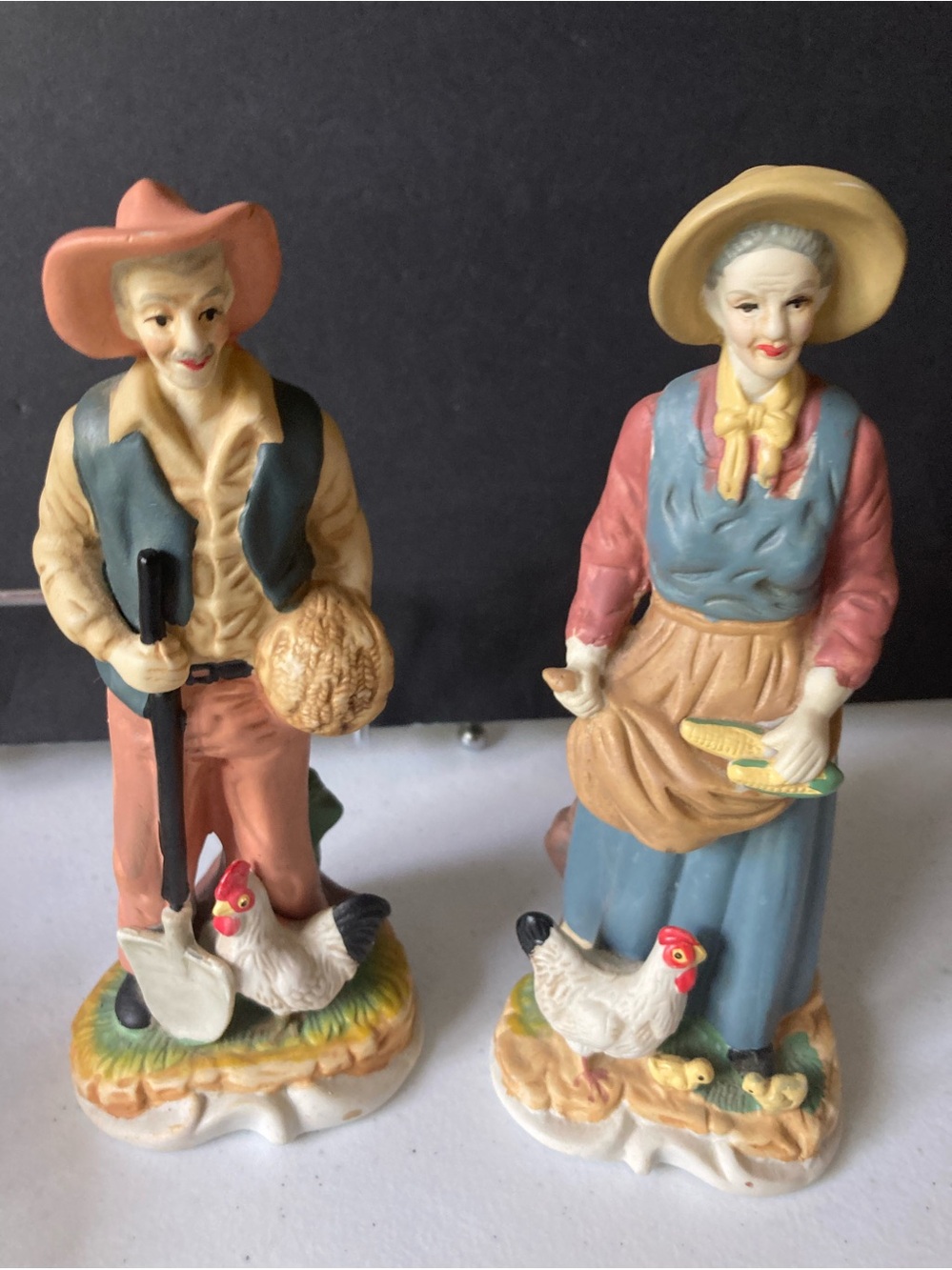 Vintage HOMCO  Farm Life Couple Porcelain Figurines - Multicolor #1477 #1409